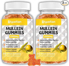 Mullein Gummies, 2000mg Organic Mullein Leaf Extract with Quercetin, Bromelain & Vitamin D3, Mullein Leaf Extract for Respiratory, Natural Lung Cleanse, Improve Appetite, Vegan, Non-GMO, 2 Pack