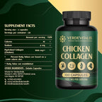 Chicken Collagen Type ii Capsules -Nutritional Supplement for Joint, Skin & Bone Support-Non-GMO, Anti-Aging Supplements with Hydrolyzed Collagen Peptides - 100 Capsules