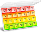 Large Monthly Pill Organizer, XL 4 Weeks Pill Box,28 Day Pill Cases Organizerd by Week,Big Compartment Pill Container with Dust-Proof,for Pills/Vitamin/Fish Oil/Supplements,by Yaklim (ROYG)