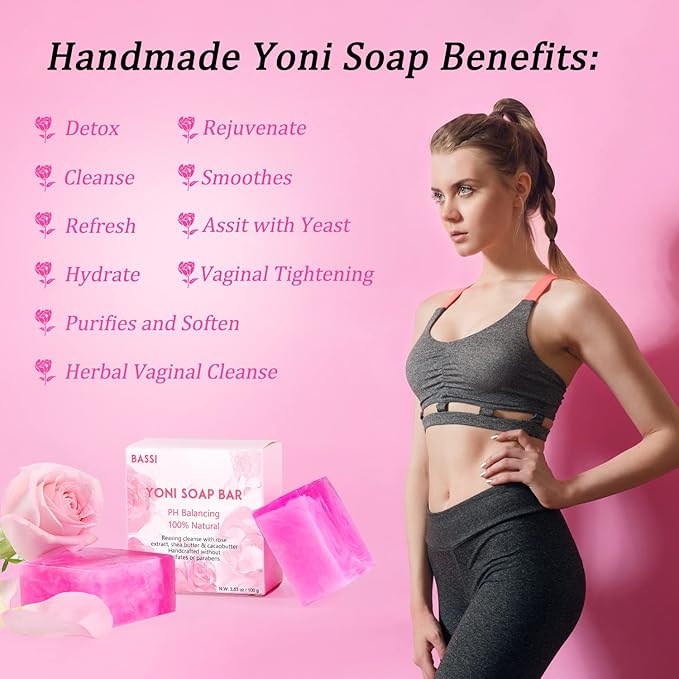 Yoni Soap Bars Vaginal Wash 2 PCS, 100% Natural Organic Bar for Women Ph Balance Yoni Wash Vaginial Deodorants Vaginal Care Soap with Foaming Net, Vagina Soap Feminine Wash 3.53 OZ