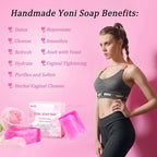 Yoni Soap Bars Vaginal Wash 2 PCS, 100% Natural Organic Bar for Women Ph Balance Yoni Wash Vaginial Deodorants Vaginal Care Soap with Foaming Net, Vagina Soap Feminine Wash 3.53 OZ