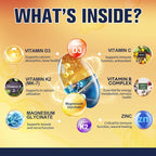 9-in-1 Magnesium Glycinate 500mg + Vitamin D3 5000 IU & K2 Complex - High Absorption - Healthy Stress, Sleep, Muscle Function, Bone Health & Energy Supports | Non-GMO, Gluten-Free 2 Pack