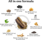 8800mg Shilajit, Maca Root, Ginkgo Biloba, Sea Moss, Ashwagandha, Panax Ginseng, Safed Musli & Zinc| Boost Stamina & Energy, 120 Capsules| 95 + minerals| All in One Herbal Supplement for Men & Women