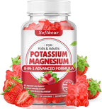 softbear Potassium Gummies for Adults, High Absorption Magnesium Potassium Supplement with Vitamin B6 for Leg Cramps & Muscle Health Sugar-Free Vegan Strawberry 60 Gummies