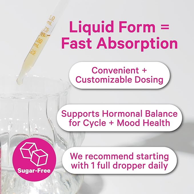 Pink Stork Hormone Balance Drops for Women - Supports Hormonal Health, PMS, Perimenopause & Mood, with Red Raspberry Leaf & Wild Yam - Liquid Supplement - Vegan, 2oz, 30 Servings