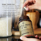Solgar Gentle Iron, 180 Vegetable Capsules - Ideal for Sensitive Stomachs - Non-Constipating - Red Blood Cell Supplement - Non GMO, Vegan, Gluten-Free, Dairy Free, Kosher - 180 Servings