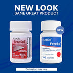 MAJOR Ferosul - Ferrous Sulfate 325mg Tablets with 65mg of Elemental Iron - Iron Supplement for Women, Men - Red - 100 Count (3 Pack)