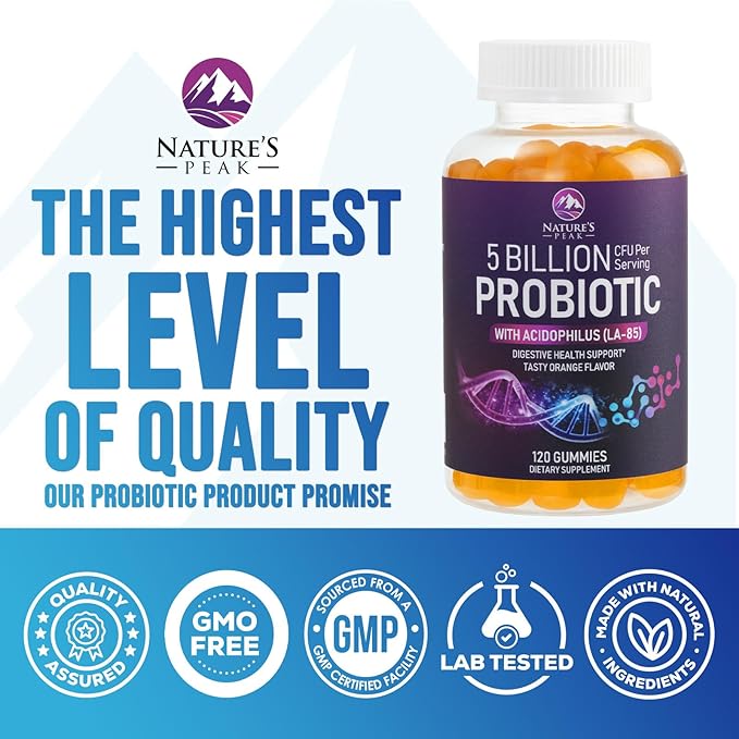 Probiotic Gummies - 6 Premium Probiotic Strains - Daily Gut Health Pro Biotic Gummy Supplement for Women, Men & Teens, Natural Digestive Health Support, “Good” Gut & Immune Support - 120 Gummies