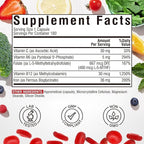 Iron Supplement for Women & Men, with Vitamins C, B6, B12 & Folate for Iron Deficiency, Blood Building & Energy Support, Stomach Friendly, Better Absorption, Non-GMO, No Gluten, 180 Vegan Caps