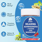 Cortisol Supplements for Women, Calm Magnesium Glycinate Gummies, Ashwagandha, L-Theanine, GABA, D3, B6, Mood Anxiety Sleep Relax, Raspberry Flavour, Vegan 90 Gummies