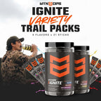 MTN OPS Ignite Sugar Free Energy Drink Powder Variety Pack with 200mg Caffeine, Travel Pre Workout Packets for to-Go Energy, Nootropic Blend, L Arginine & L Citrulline, 21 Servings, Core Flavors