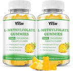 L-Methylfolate Gummies 15mg, Methylfolate Supplement, Folate Supplement for Support Mood, Brain Health, Immune System, Sugar Free, Pineapple Flavor, 120 Count