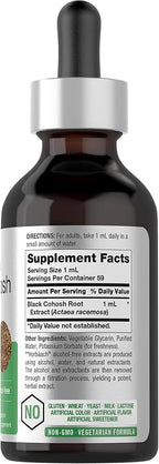 Horbäach Black Cohosh Root Tincture | 2 fl oz | Liquid Extract | Alcohol Free Herb Drops | Vegetarian | Non-GMO, Gluten Free Supplement
