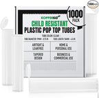 Kopperko Small Plastic Bottles with Caps (116mm, 4.6 Inch 1000-Pack) | Child Resistant Small Tubes with Caps | Storage Tubes for Spices | Airtight, UV Resistant & Waterproof (Clear Plastic)