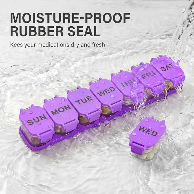 Extra Large Weekly Pill Organizer - Waterproof 7-Day Pill Box, Portable Vitamin & Supplement Case, Easy to Open Design, Ideal for Travel and Daily Medication Management