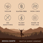 SGC Highest Concentration 100mg Caffeine per Gummy, 2 Gummies per Pack, 12-Pack Mocca Shots Dutch Chocolate Plant-Based Instant Energy with Herbal nootropics