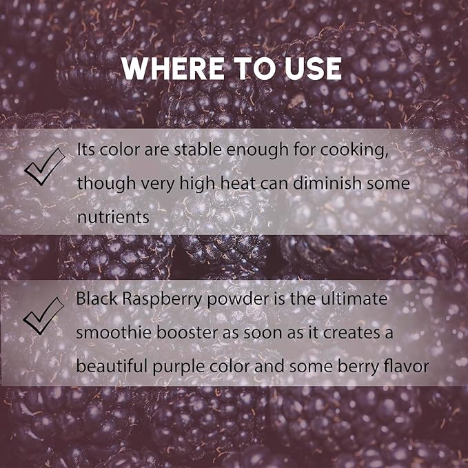 Black Raspberry Powder 8 oz, Natural Powder for Beverages, Cooking