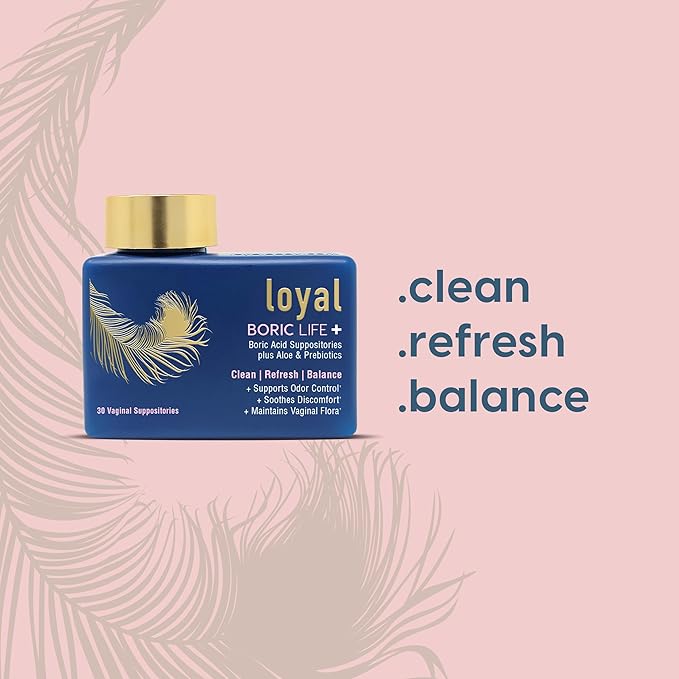 Loyal Boric Life Plus - Boric Acid Suppositories with Aloe & FOS - Supports Odor Control - Soothes Discomfort - Maintains Intimate Flora - Made in USA (30 Count)