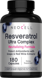 NeoCell Resveratrol Complex 1800 mg | 180 Capsules | Revitalizing Formula | Potent Antioxidant Supplement | Grape & Red Wine Extract