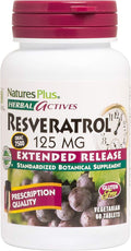 NaturesPlus Herbal Actives Resveratrol, Extended Release - 60 Tablets - Vegetarian, Gluten Free - 30 Servings