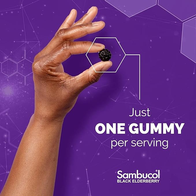 Sambucol Black Elderberry Gummies for Kids - Elderberry Gummies with Zinc and Vitamin C, Chewable Supplement for Kids, Low Sugar, Berry Flavor - 30 Count