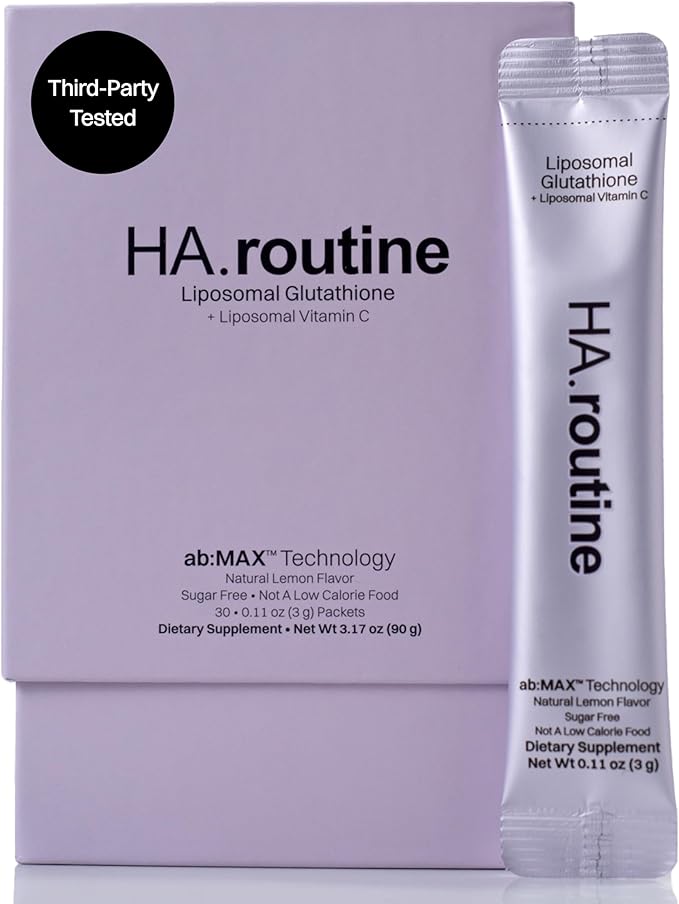 Haroutine Liposomal Glutathione Powder, 125 mg L-Glutathione + 100 mg Vitamin C, Sugar-Free Lemon Packets, Antioxidant Support for Skin, Beauty & Detox Support, 30 Count (Packaging May Vary)