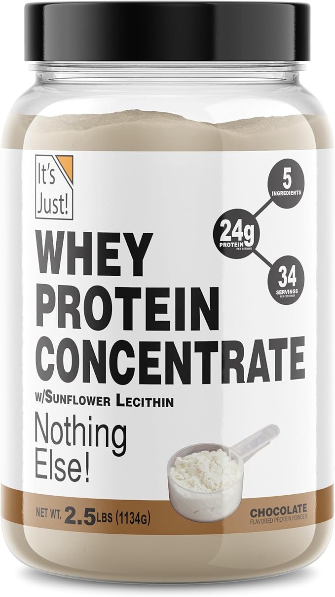 It's Just! - 100% Whey Protein Concentrate, Made in USA, Premium WPC-80, Natural Cocoa Powder (2.5 Pound, Chocolate)