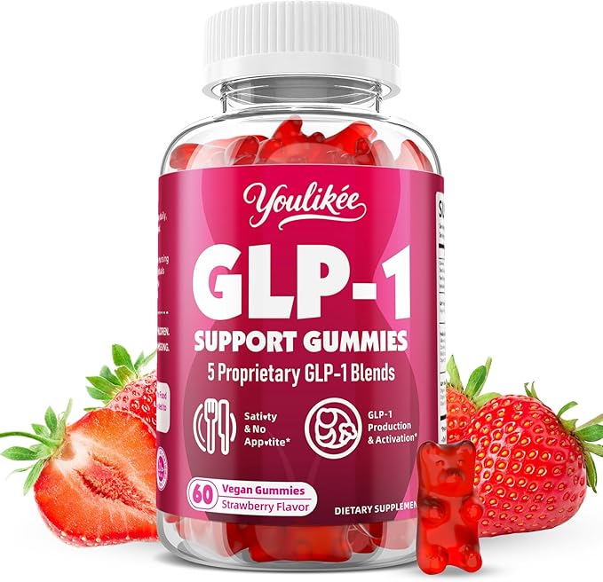 GLP-1 Supplement for Women & Men, GLP-1 Probiotic Gummies - Activates GLP-1 & AMPK, with Akkermansia Probiotic & Natural Berberine for Energy - Strawberry Flavor, Sugar-Free, 60 Count