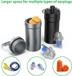 Portable Ear Plug Carrying Case, Urekt Waterproof Metal Earplug Case Keychain Container Holder（2 Pack）