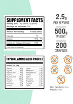 BulkSupplements.com Chicken Collagen Powder - Hydrolyzed Collagen Supplement, for Hair, Skin, & Nails - Unflavored & Gluten Free, 2.5g per Serving, 500g (1.1 lbs) (Pack of 1)