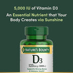 Nature's Bounty Vitamin D3 5000 IU Softgels, Rapid Release, Immune Support, Vitamin D Supplements, 150 Ct