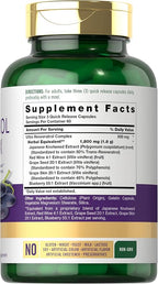 Carlyle Resveratrol Complex - 180 Capsules - Trans Resveratrol Supplement with Grape Seed Extract - Non GMO, Gluten Free