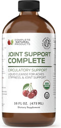 Complete Natural Products Joint Support Complete – 16 Fl Oz Organic Liquid Joint Supplement with Glucosamine Chondroitin MSM – Natural Uric Acid Cleanse & Herbal Joint Health Support for Mobility