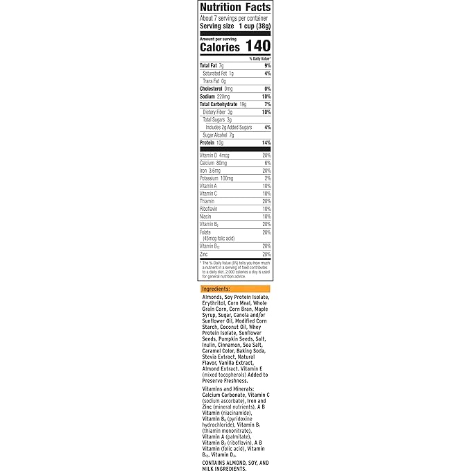 Ratio Trio Maple Almond Crunch Cereal, 10g Protein, Keto Friendly, 10.4 oz (Pack of 4)