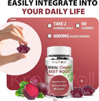 Beet Root Gummies 6000mg – Nitric Oxide Booster with Grape Seed, Pomegranate, Vitamins C & B12 – Nitric Oxide Supplements for Men – Mixed Berry Flavor – 60 Gummies
