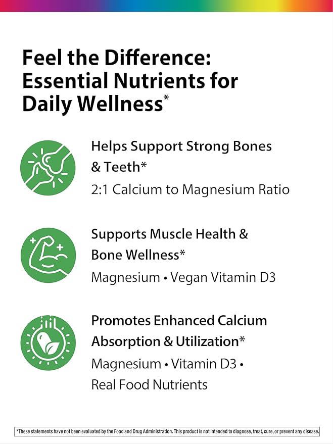 Rainbow Light Calcium Complex with Magnesium & Vitamin D3 + | 90 Tablets | Real Food Nutrients | Supports Bone Density & Muscle Health | Vegan Supplement for Men and Women