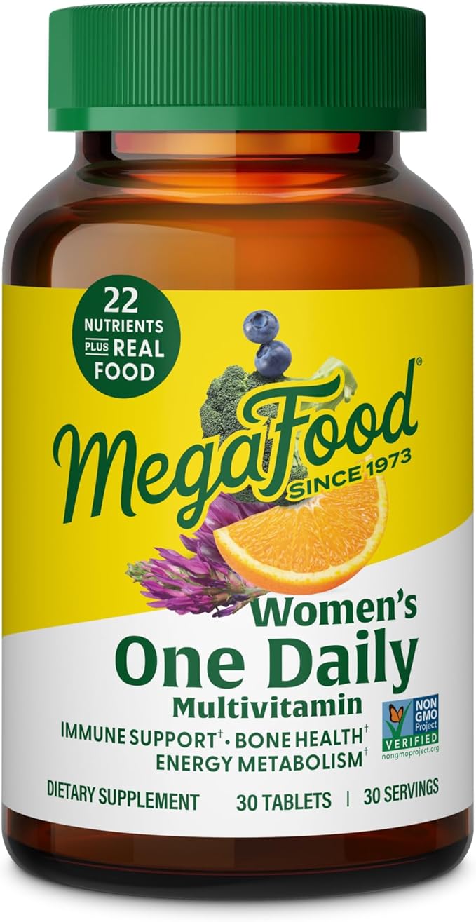 MegaFood Womens Multivitamin One Daily - Multivitamin for Women - Vitamin C, Vitamin D, Iron & B Vitamins - Bone, Energy Metabolism & Immune Support - Vegetarian, GlutenFree - 30 Tablets, 30 Servings