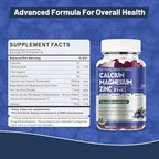 Calcium Magnesium Zinc Gummies with Vitamin D3 & K2 for Bone, Muscle & Immune Support - High Potency Enhanced Absorption - 60 Blueberry Gummies