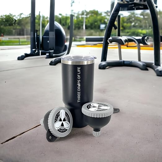 Three Drops of Life Fill N Go Large Protein Funnels, BPA Free, Easy Screw Off Lid, Good for Travel, Workouts and Busy Lifestyles (2, 230ML)