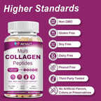 Multi Collagen Peptides Softgel for Women & Men - Type I, II, III, V, X - Hydrolyzed Collagen Peptides with Biotin, Vitamin C & Hyaluronic Acid - Support Skin Hair Nail & Joint - Non GMO, 120 Softgel