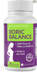 Intimate Rose Boric Acid Vaginal Suppositories, 14 Count for Feminine Deodorizing & Freshness - Vegan Capsules