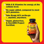 Bragg Energy Apple Cider Vinegar Capsules with B-12 Vitamins - 90 Capsules (2 Pack) – Weight Management - Non-GMO, Vegan, Gluten Free - Helps Generate Energy at Cellular Level for Men and Women