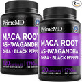 6-in-1 Organic Maca Root Ashwagandha Capsules 1710mg with DHEA and Black Pepper Fruit Extract for Women and Men - Black Maca Supplement for Stamina, Bone and Mood Support Supplement, 120ct (Pack of 2)