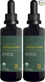 Global Healing Center - Organic Ashwagandha Supplements Drops - KSM-66 Ashwagandha Extra Strength for Men & Women, Helps Promote Relief from Stress, Mood Support, Organic (2 Fl Oz) (Pack of 2)