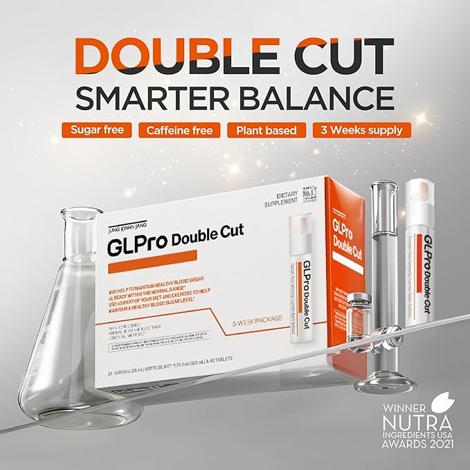 JUNG KWAN JANG GLPro-Double Cut - Pre & Post Workout Booster, GLP-1 Support for Men and Women - Korean Red Ginseng & Prebiotics (21 Count:1 Vial of Liquid + 2 Tablets)