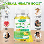 Potassium Citrate Gummies 1000mg, High Potency Potassium Supplement Gummies for Adults Women & Men, Support Muscle Health, Sugar-Free, Pineapple Flavor, 60 Count