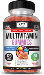 Kaya Naturals Adult Multi Vitamin Gummy, 120 Count, Biotin, Vitamin A, B-12, C & E, Including Zinc, Folic Acid, Strawberry Flavor (120 Gummies)