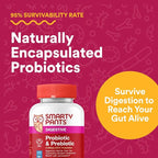 SmartyPants Adult Probiotic & Prebiotic Gummies for Digestive Health: 6 Billion CFU Gut Health Supplement, Clinically Studied Prebiotic for Immune Support, Grape, 60 Count (30 Day Supply)
