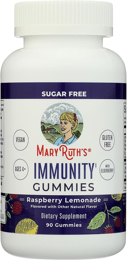MARYRUTH'S Sugar Free Immunity Gummies | Powerful Blend | Elderberry Vitamin C & Zinc | Vitamin D3 & Echinacea | Immune Support Supplement | Gummies for Kids & Adults | Vegan | Non GMO | 90ct