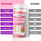 Potassium Gummies for Adults with 1200mg Potassium Chloride - Supports Muscle Health & Leg Cramps, Raspberry Flavor, 120 Count